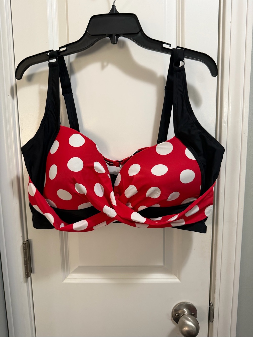 Red Polka Dot Underwire Bikini Top and skirted bottom